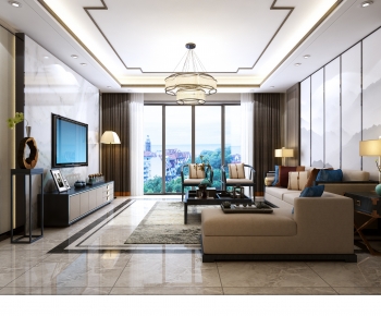 New Chinese Style A Living Room-ID:954349085