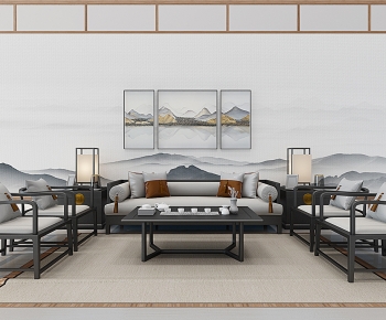 New Chinese Style Sofa Combination-ID:693119053