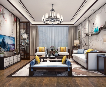 New Chinese Style A Living Room-ID:638451107