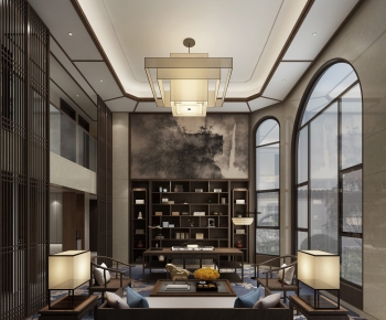 New Chinese Style Office Living Room-ID:992920494