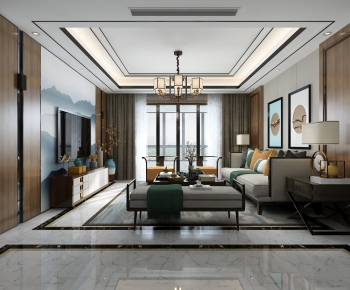 New Chinese Style A Living Room-ID:332053908