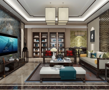 New Chinese Style A Living Room-ID:813679759