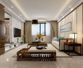 New Chinese Style A Living Room-ID:299093013