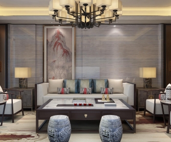 New Chinese Style A Living Room-ID:814800987