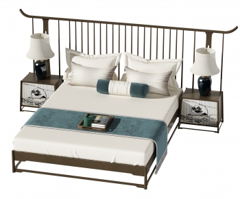 New Chinese Style Double Bed-ID:969630961