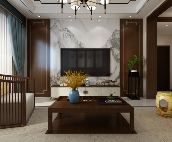 New Chinese Style A Living Room-ID:224509008