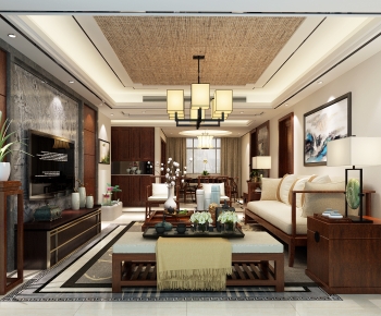 New Chinese Style A Living Room-ID:776684057