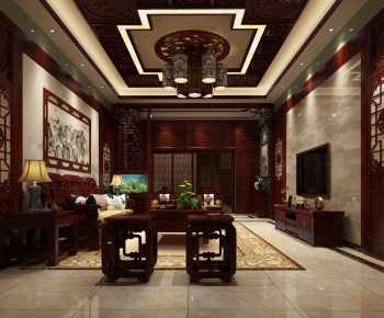 Chinese Style A Living Room-ID:446847921