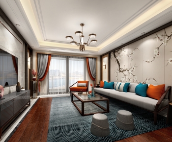 New Chinese Style A Living Room-ID:242810019