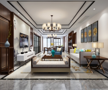 New Chinese Style A Living Room-ID:118630893