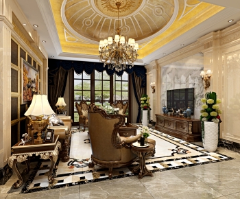 European Style Classical Style A Living Room-ID:554586896