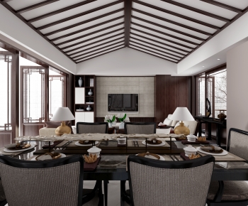 New Chinese Style A Living Room-ID:249211075