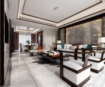 New Chinese Style A Living Room-ID:701550963