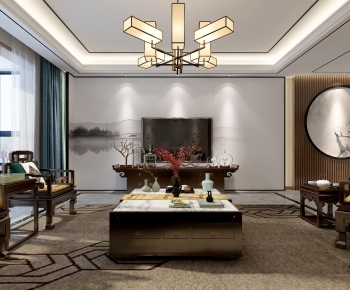 New Chinese Style A Living Room-ID:126112942