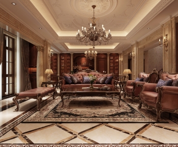European Style New Classical Style A Living Room-ID:943214891