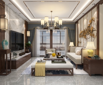 New Chinese Style A Living Room-ID:912492048