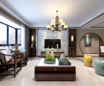 New Chinese Style A Living Room-ID:951555019