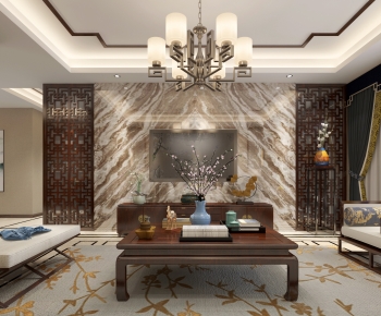 New Chinese Style A Living Room-ID:591620928