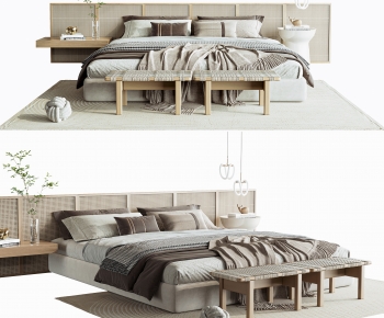 Wabi-sabi Style Double Bed-ID:553379131