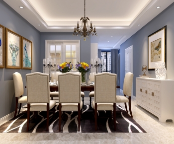 American Style Simple European Style Dining Room-ID:340221887