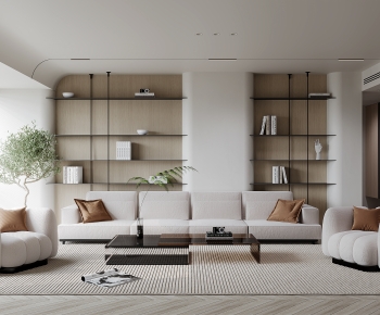 Modern Wabi-sabi Style A Living Room-ID:666455988