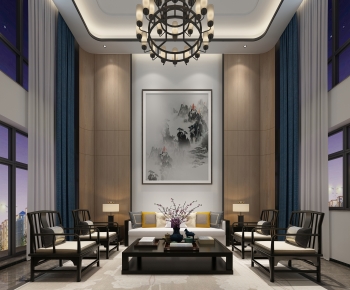 New Chinese Style A Living Room-ID:966063029