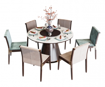 新中式圆形餐桌椅-ID:416158917