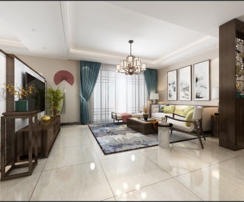 New Chinese Style A Living Room-ID:840239553