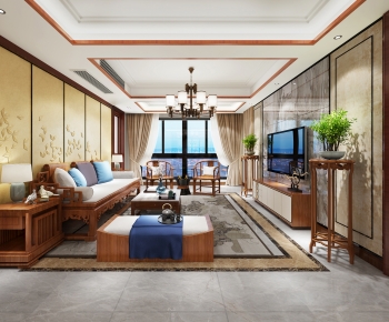 New Chinese Style A Living Room-ID:658001904