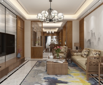 New Chinese Style A Living Room-ID:909989125
