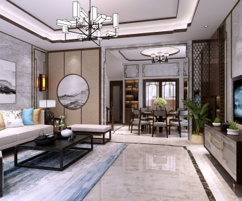 New Chinese Style A Living Room-ID:481897127