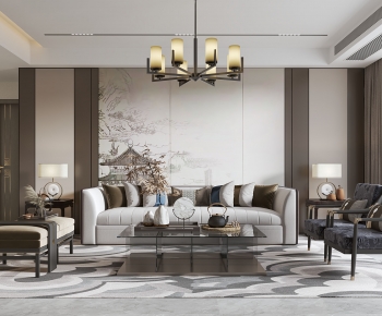 New Chinese Style A Living Room-ID:740629913