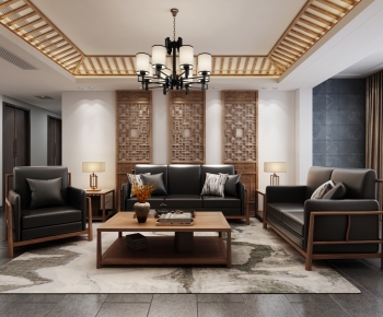 New Chinese Style A Living Room-ID:335366962