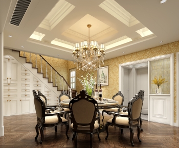 American Style Simple European Style Dining Room-ID:342674977