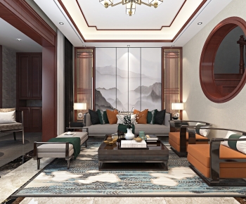 New Chinese Style A Living Room-ID:644506938