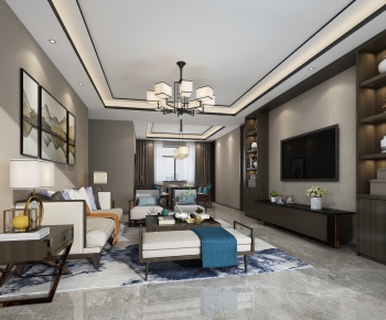 New Chinese Style A Living Room-ID:142961989