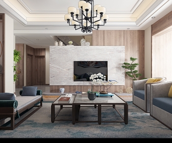 New Chinese Style A Living Room-ID:532001972