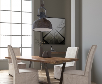 Industrial Style Dining Table And Chairs-ID:442373043