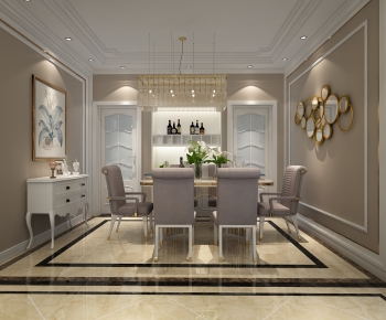 American Style Simple European Style Dining Room-ID:261889938
