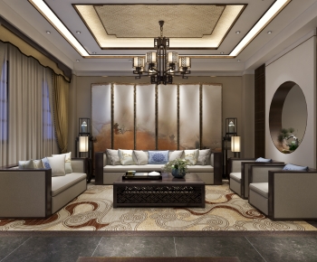 New Chinese Style A Living Room-ID:641334062
