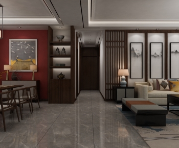 New Chinese Style A Living Room-ID:683999065