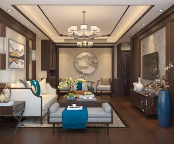 New Chinese Style A Living Room-ID:298990014