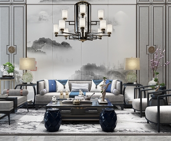 New Chinese Style Sofa Combination-ID:683229927