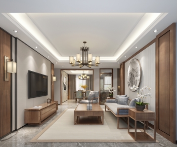 New Chinese Style A Living Room-ID:217928894