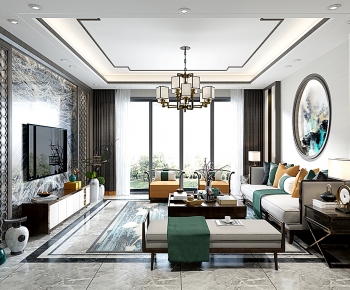 New Chinese Style A Living Room-ID:896507023