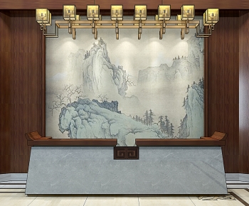 New Chinese Style Reception Desk-ID:687871069