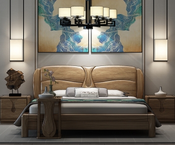 New Chinese Style Double Bed-ID:568651915