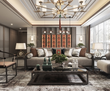 New Chinese Style A Living Room-ID:566649458