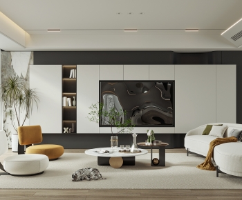 Modern Wabi-sabi Style A Living Room-ID:691257004