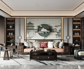 New Chinese Style A Living Room-ID:195878037